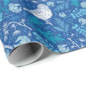 Rustige Blue Forest Birds kerstavond Cadeaupapier (Rol Hoek)