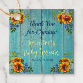 Rustige Blue Sunflower Baby Sprinkle Dank je Bedankjes Labels (Voorkant)