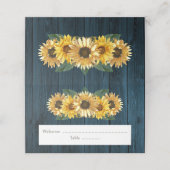 Rustige Blue Sunflower Reception Place Card Plaatskaartje (Buitenkant ongevouwen)
