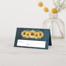 Rustige Blue Sunflower Reception Place Card Plaatskaartje