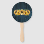 Rustige Blue Sunflower Wedding Favor Hand Fan Handwaaier (Achterkant)