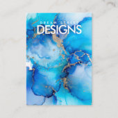 Rustige Blue Waterverf Gold Earring Display Kaart Visitekaartje (Voorkant)