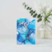 Rustige Blue Waterverf Gold Earring Display Kaart Visitekaartje (Staand voorkant)