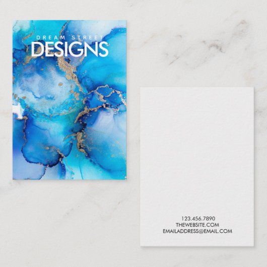 Rustige Blue Waterverf Gold Earring Display Kaart Visitekaartje (Voorkant / Achterkant)