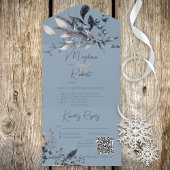 Rustige Blue Winter Foliage QR-code All In One Uitnodiging