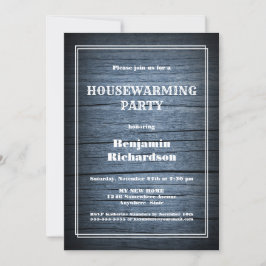 Rustige Blue Wood Housewarming Party Kaart