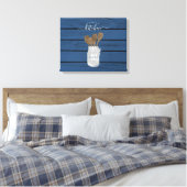 Rustige Blue Wood Jar Spoon Family Kitchen Decor Canvas Afdruk (Insitu (Slaapkamer))