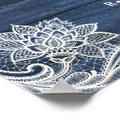 Rustige Blue Wood Lace White Flower Welcome Sign Poster (Hoek)