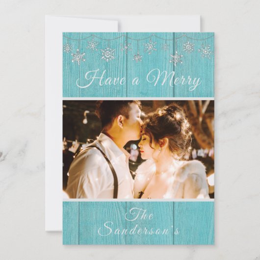 Rustige Blue Wood Merry kerstfeestdag kaart (Voorkant)