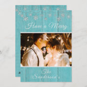 Rustige Blue Wood Merry kerstfeestdag kaart (Voorkant / Achterkant)