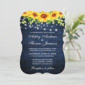 Rustige Blue Wood Sunflower Floral String Lights Kaart (Staand voorkant)