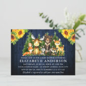 Rustige Blue Wood Sunflower Woodland Dierenhoer Kaart (Staand voorkant)