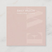 Rustige Blush Bold Monogram Stud die beeldscherm v Vierkante Visitekaartje (Voorkant)