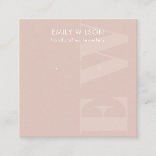 Rustige Blush Bold Monogram Stud die beeldscherm v Vierkante Visitekaartje (Voorkant)