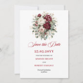 Rustige Blush Bourgondië Groenery Bewaar De Datum Save The Date (Voorkant)