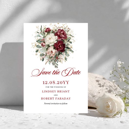 Rustige Blush Bourgondië Groenery Bewaar De Datum Save The Date