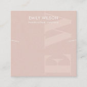 Rustige Blush Monogram Ketting Band Sjabloon Vierkante Visitekaartje (Voorkant)