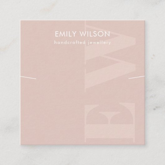 Rustige Blush Monogram Ketting Band Sjabloon Vierkante Visitekaartje (Voorkant)