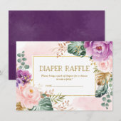 Rustige Blush Paarse Tropische Floral Diaper Raffl Informatiekaartje (Voorkant / Achterkant)