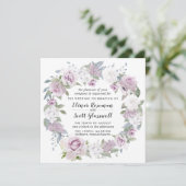 Rustige Blush Paarse White Floral Square Weddensch Kaart (Staand voorkant)