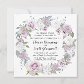 Rustige Blush Paarse White Floral Square Weddensch Kaart (Voorkant)