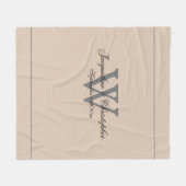 Rustige Blush Pas getrouwd & Wedding Gift Monogram Fleece Deken (Voorkant (Horizontaal))