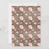 Rustige Blush Pink Floral & Gold Cross bevestiging Kaart (Achterkant)
