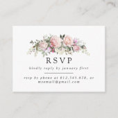 Rustige Blush Pink Floral Phone of Email RSVP Informatiekaartje (Voorkant)