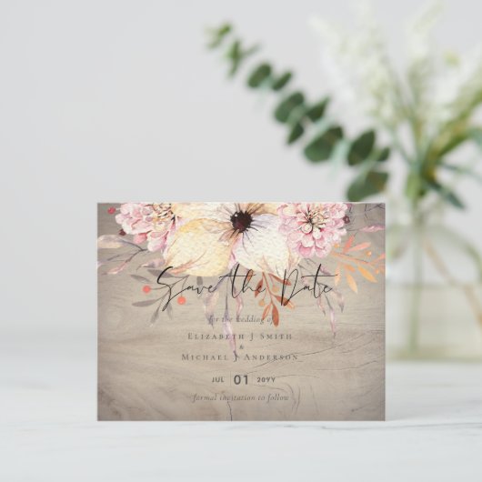 Rustige Blush Pink Floral Sage Weddenschappen Briefkaart (Staand voorkant)