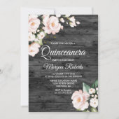 Rustige Blush Pink & White Floral Quinceanera Part Kaart (Voorkant)