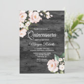 Rustige Blush Pink & White Floral Quinceanera Part Kaart (Staand voorkant)