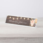 Rustige Blush Roze & Perzische houtverlichting Bureau Naambordje (Voorkant)