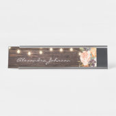 Rustige Blush Roze & Perzische houtverlichting Bureau Naambordje (Voorkant)