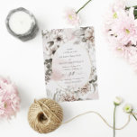 rustige blush zilveren bruiloft uitnodiging<br><div class="desc">Ons "romantisch zilveren bloesem" collectie is voorzien van een zachte,  blauwe waterverf wasachtergrond met zilveren en blozen spoel voor een superelegant maar romantisch collectie. Bekijk onze winkel voor meer objecten uit dit collectie.</div>