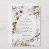 rustige blush zilveren bruiloft uitnodiging (Voorkant)