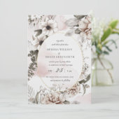 rustige blush zilveren bruiloft uitnodiging (Staand voorkant)