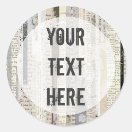 Rustige boekenpagina's Ephemera Vette schrijfmach Ronde Sticker