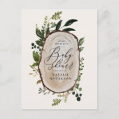 Rustige boerderij botanisch script baby shower aankondigingskaart (Voorkant)