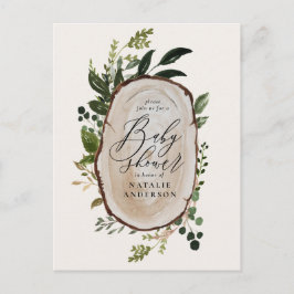 Rustige boerderij botanisch script baby shower aankondigingskaart