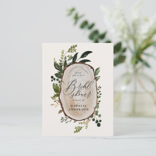 Rustige boerderij botanisch script vrijgezellenfee aankondigingskaart (Staand voorkant)