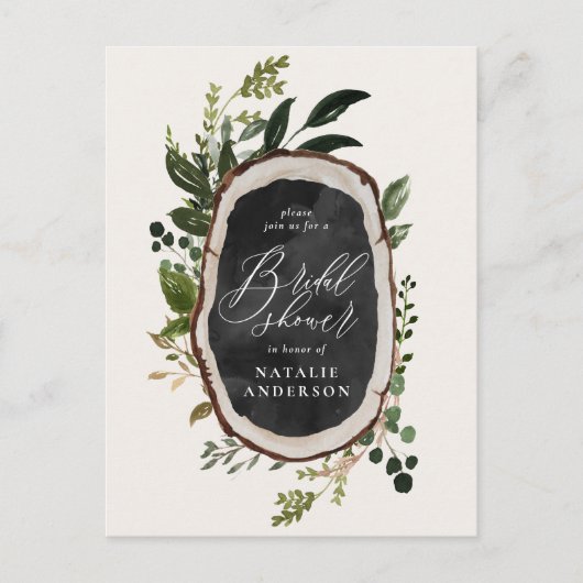 Rustige boerderij botanisch script vrijgezellenfee aankondigingskaart (Voorkant)