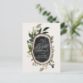 Rustige boerderij botanisch script vrijgezellenfee aankondigingskaart (Staand voorkant)