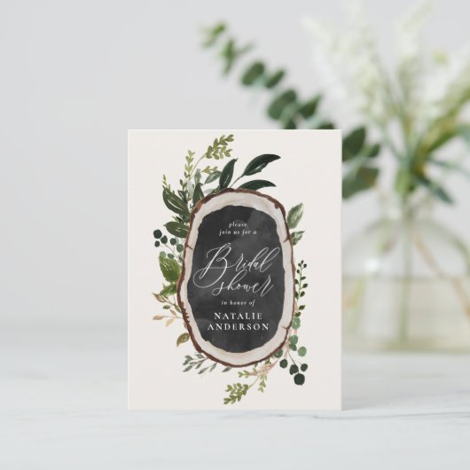 Rustige boerderij botanisch script vrijgezellenfee aankondigingskaart (Staand voorkant)