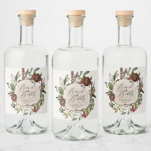 Rustige boerderij botanisch vrijgezellenfeest likeurfles etiket (Flessen)