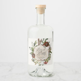 Rustige boerderij botanisch vrijgezellenfeest likeurfles etiket