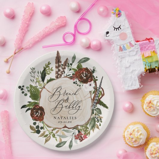 Rustige boerderij botanisch vrijgezellenfeest papieren bordje (Feest)