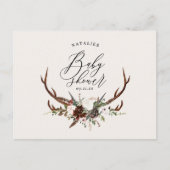 Rustige boerderij botanische scriptstag baby showe aankondigingskaart (Voorkant)