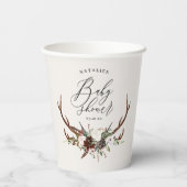 Rustige boerderij botanische scriptstag baby showe papieren bekers (Achterkant)