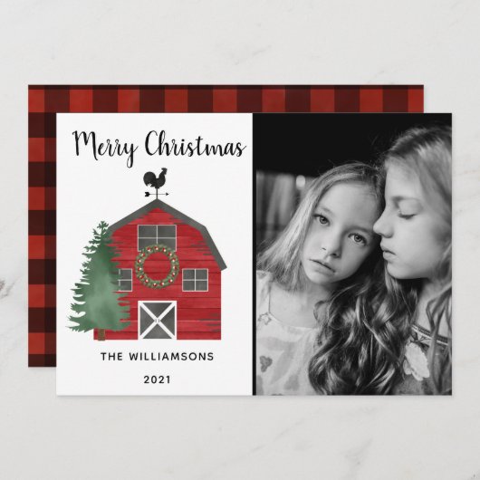 Rustige Boerderij Buffalo Pset Kaart voor kerstmis (Voorkant / Achterkant)