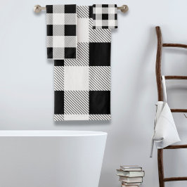 rustige boerderij chic black and white plaid bad handdoek